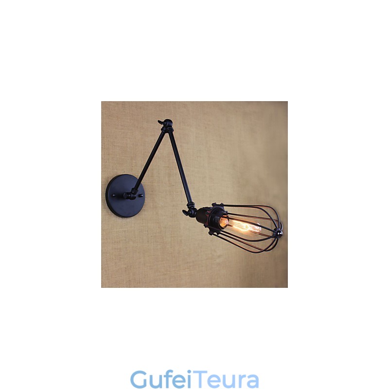 סגנון מיטה מלון Eestaurant פרויקט ברזל זרוע כפולה רטרו וינטג' מתג מנורת קיר חגורה שחורה