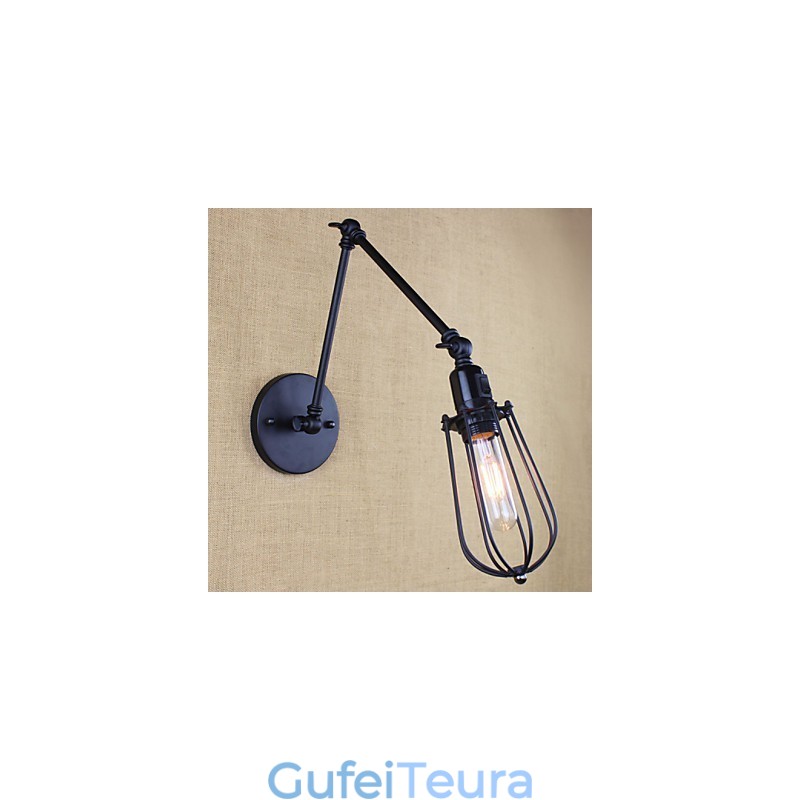 סגנון מיטה מלון Eestaurant פרויקט ברזל זרוע כפולה רטרו וינטג' מתג מנורת קיר חגורה שחורה