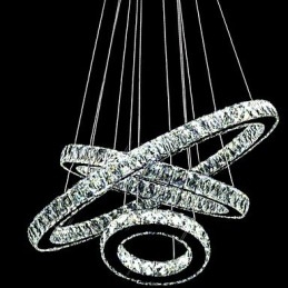 אור תליון קריסטל תאורה מודרנית שלוש טבעות D406080 K9 גופי תאורה תקרת קריסטל גדולים