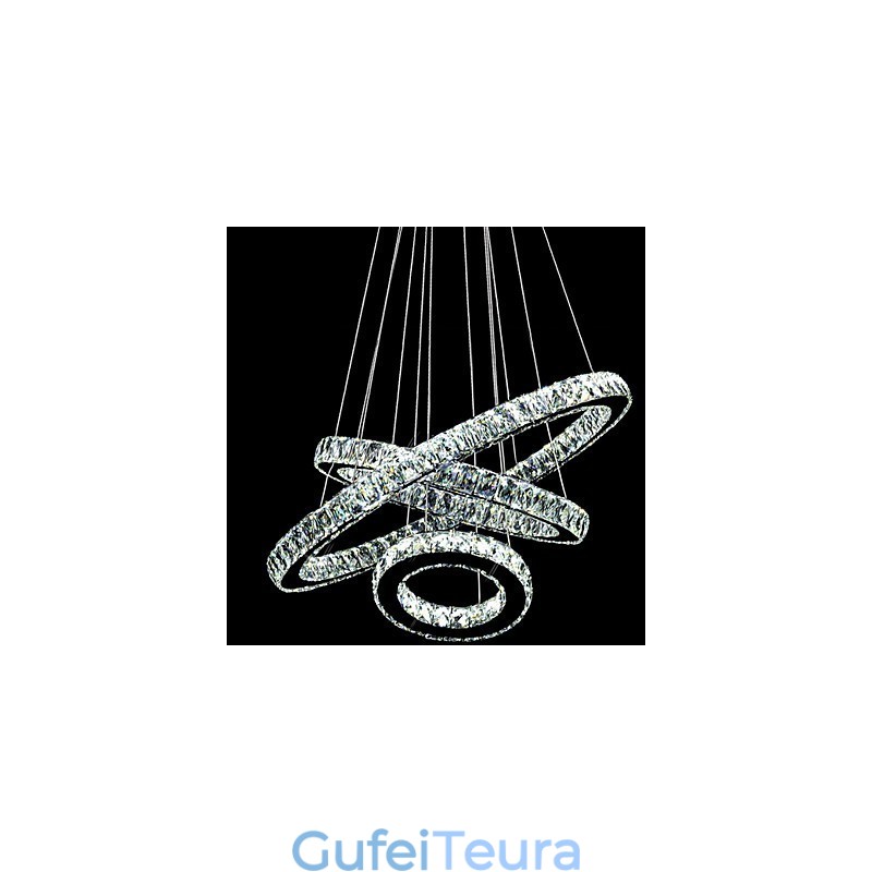 אור תליון קריסטל תאורה מודרנית שלוש טבעות D406080 K9 גופי תאורה תקרת קריסטל גדולים