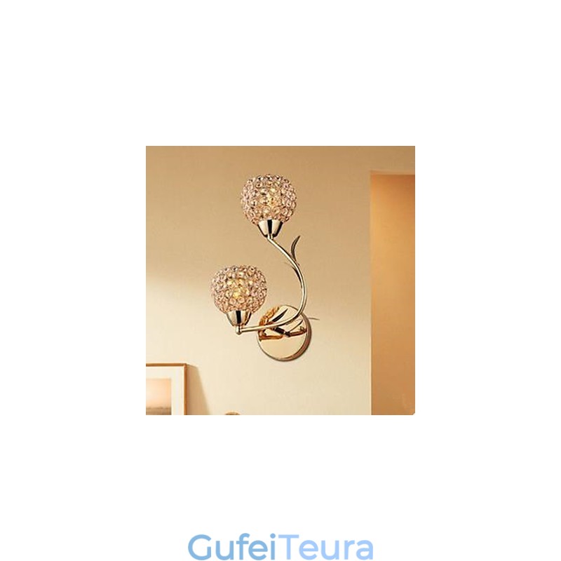 מכווץ ועכשווי זהב כפול ראש מנורת קיר קריסטל K9