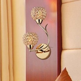 מכווץ ועכשווי זהב כפול ראש מנורת קיר קריסטל K9