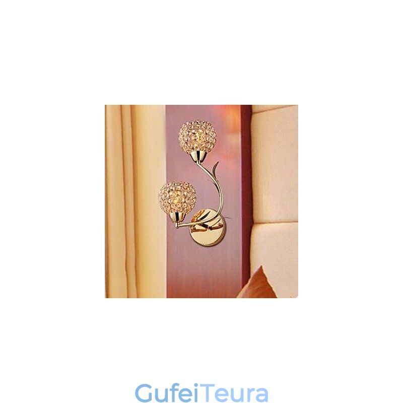 מכווץ ועכשווי זהב כפול ראש מנורת קיר קריסטל K9