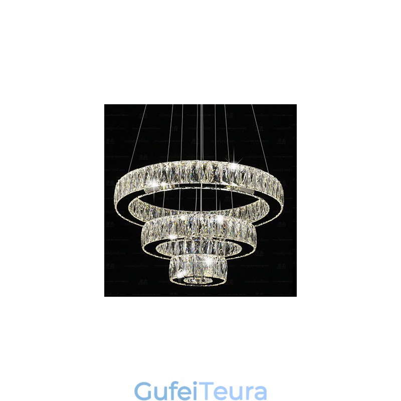 אור תליון קריסטל תאורה מודרנית שלוש טבעות D406080 K9 גופי תאורה תקרת קריסטל גדולים