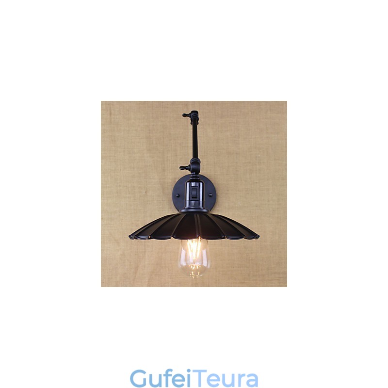 חדר שינה מנורת הנדסה מלון מסעדה רטרו מט שחור חגורה ארוכה זרוע כפולה קיר מתג