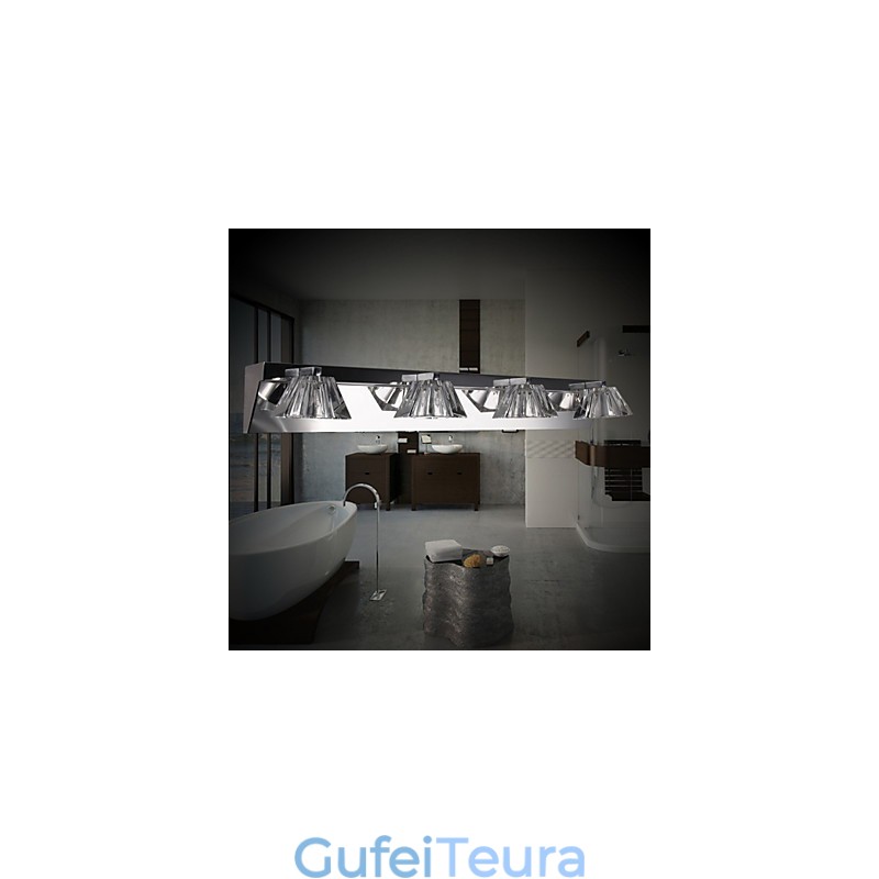 פנס קיר מודרני עם גוון זכוכית 4 אורות מראה קדמית