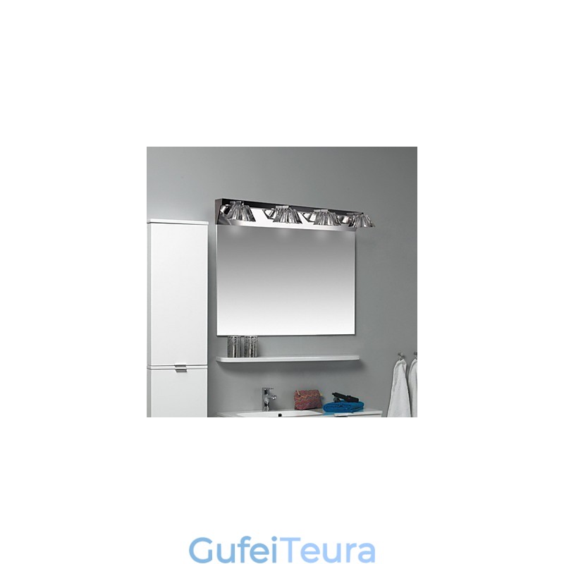 פנס קיר מודרני עם גוון זכוכית 4 אורות מראה קדמית