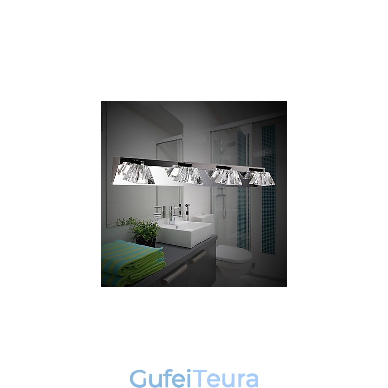 פנס קיר מודרני עם גוון זכוכית 4 אורות מראה קדמית