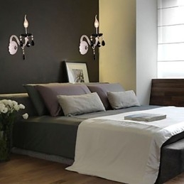 אור קיר קריסטל שחור עם נורת נר