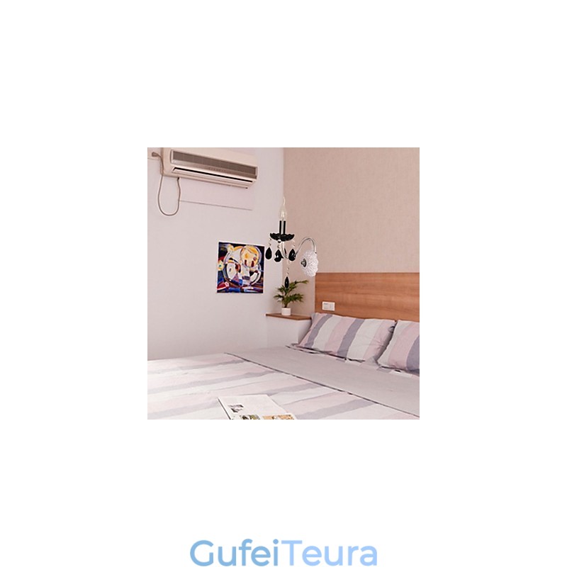 אור קיר קריסטל שחור עם נורת נר