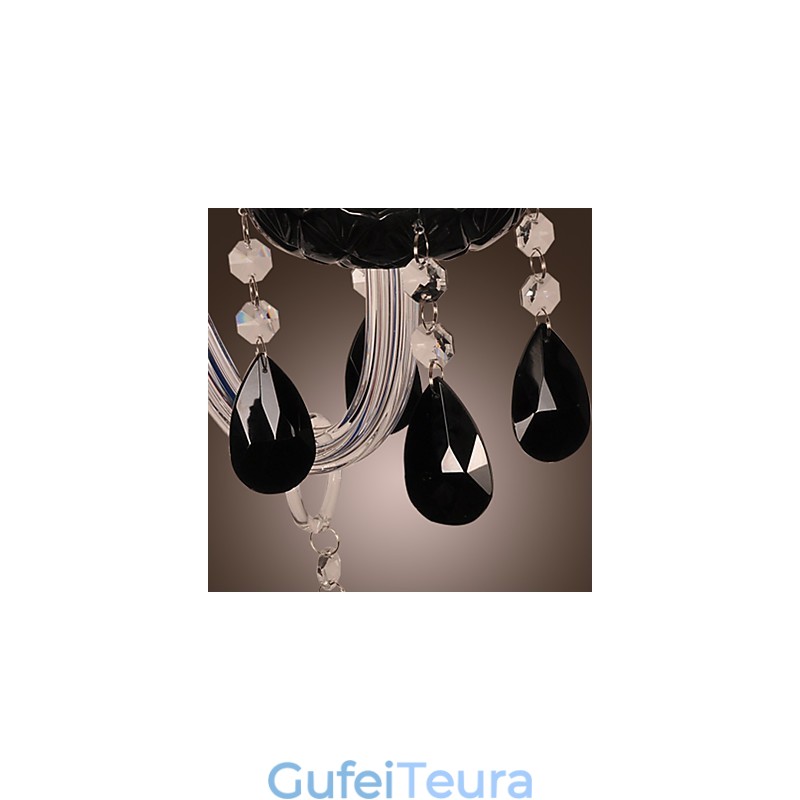 אור קיר קריסטל שחור עם נורת נר