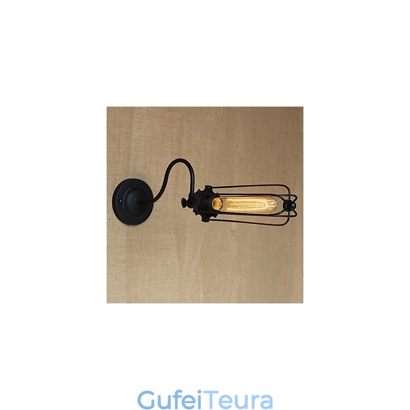 אמנות מינימליסטי שחור מט שחור אמריקאי כפרי סלון מנורת חדר שינה מרפסת מנורת קיר מנורת ליד המיטה