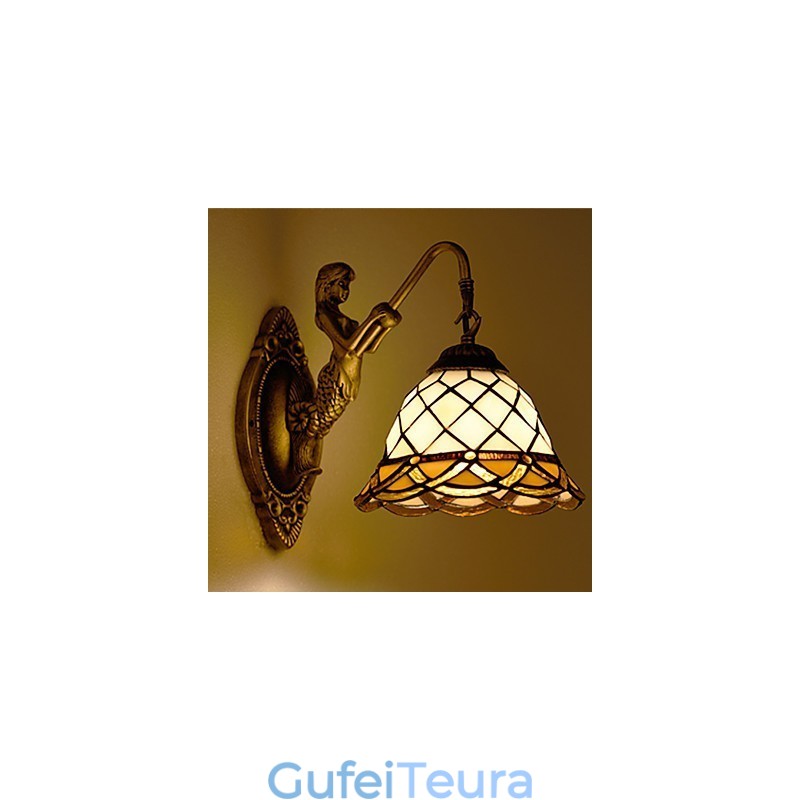 חוזה אירופאי כפרי Creative ברזל מחושל מנורת קיר זכוכית אורות