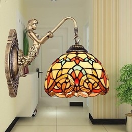חוזה אירופאי כפרי Creative ברזל מחושל מנורת קיר זכוכית אורות