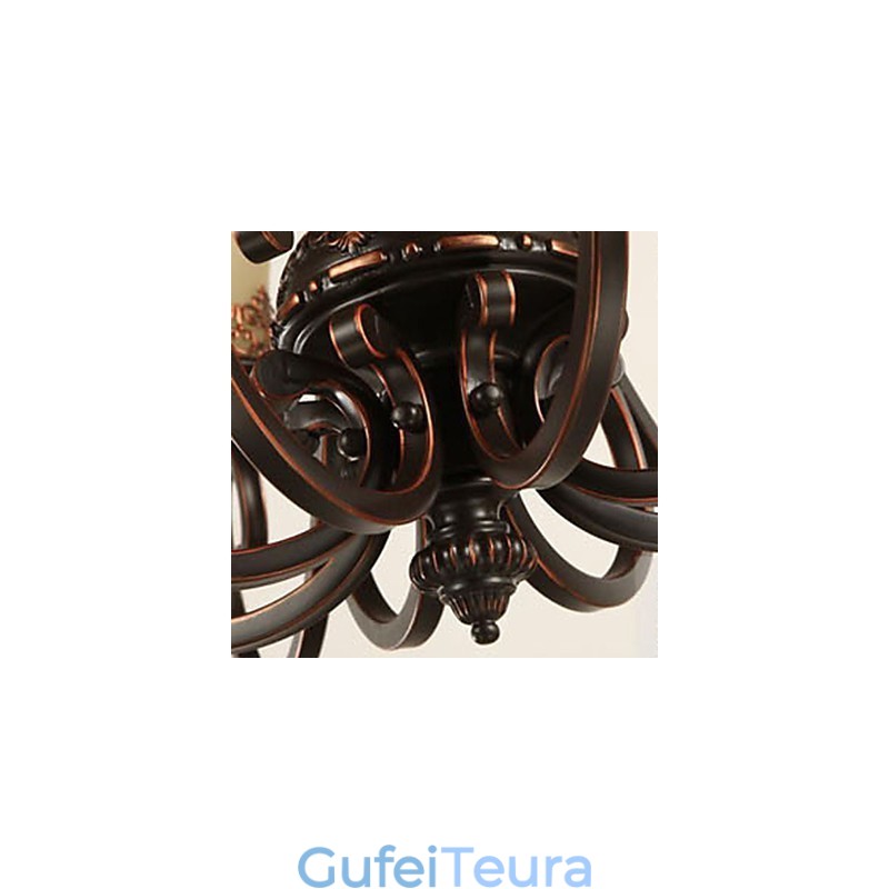 נברשת תליון אור 6 אורות אהיל למטה וינטג' קאנטרי מתכת+זכוכית