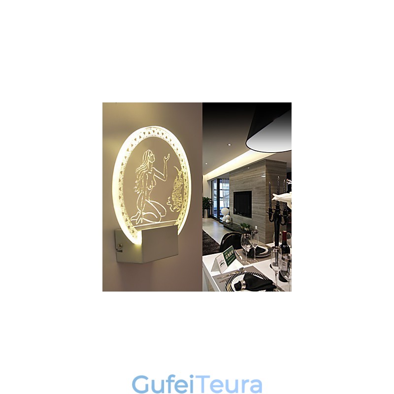 מנורת קיר אקרילית PVC מנורת אור שבב מודרני עכשווי מתכת 5W