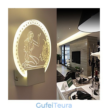 מנורת קיר אקרילית PVC מנורת אור שבב מודרני עכשווי מתכת 5W