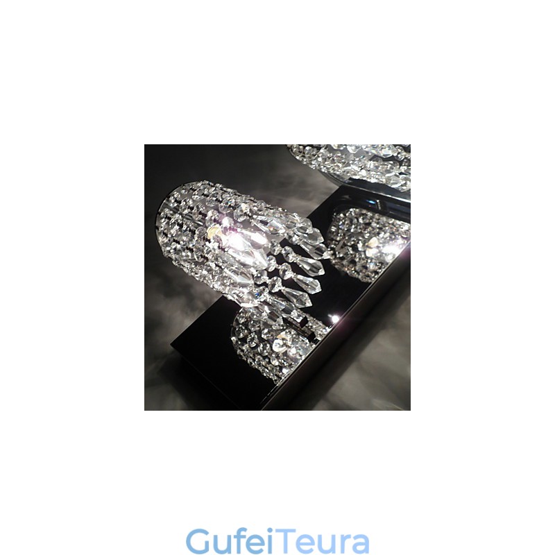 פנס קיר מודרני עם תליוני קריסטל ו-2 נורות בכרום מלוטש