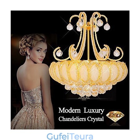 קוטר תליון קריסטל נברשת יוקרה מודרנית 50 ס"מ מכיל 8 נורות