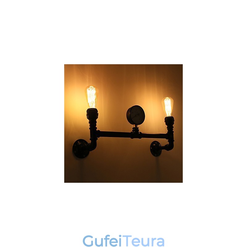 2 ראשים צינור תעשייתי וינטג' אורות קיר שחורים אורות יצירתיים מסעדה בית קפה בר תאורת קישוט