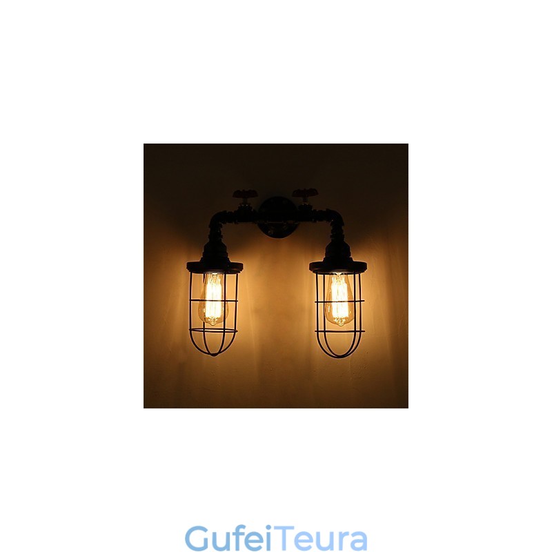 צינור תעשייתי וינטג' אורות קיר שחורים יצירתיים אורות מסעדה בית קפה בר תאורת קישוט עם גימור צבוע 2 אור