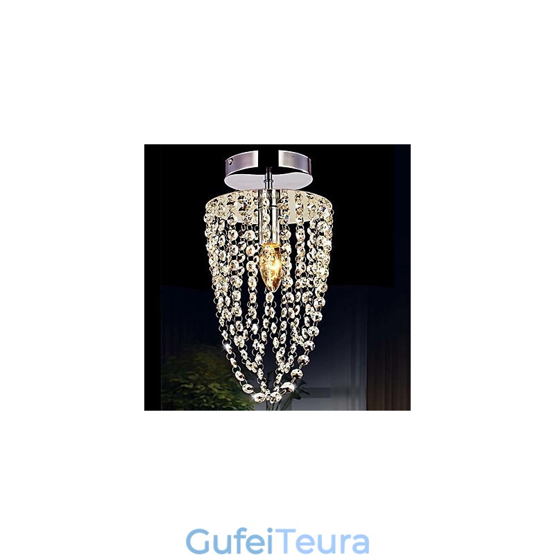 1 נברשת קריסטל שקוף כרום מודרני K9 עם נורה אחת