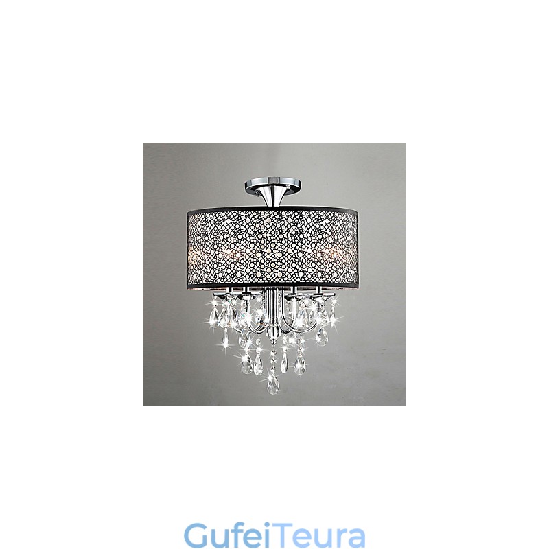 נברשת כרום בסגנון מיני מודרני עכשווי תוף קריסטל