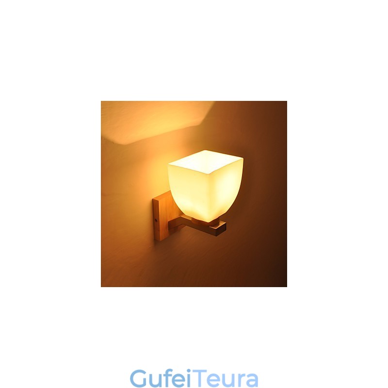 מנורת קיר פשוטה ליד המיטה מנורת שולחן כתיבה עם הצללה זכוכית ועץ מלא לשידה חדר שינה סלון חדר תינוק חדר תינוק מכללת מעונות שולחן קפה כונניות