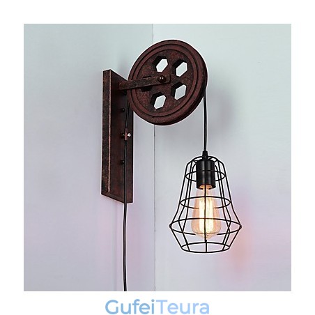 תעשייתי רטרו ברזל מנורת קיר Creative Personality Lift Pulley מנורת קיר תעשייתי רטרו ברזל מנורת קיר Creative Personality Lift Pulley מנורת קיר
