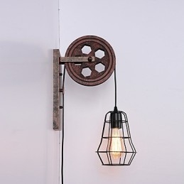 תעשייתי רטרו ברזל מנורת קיר Creative Personality Lift Pulley מנורת קיר
