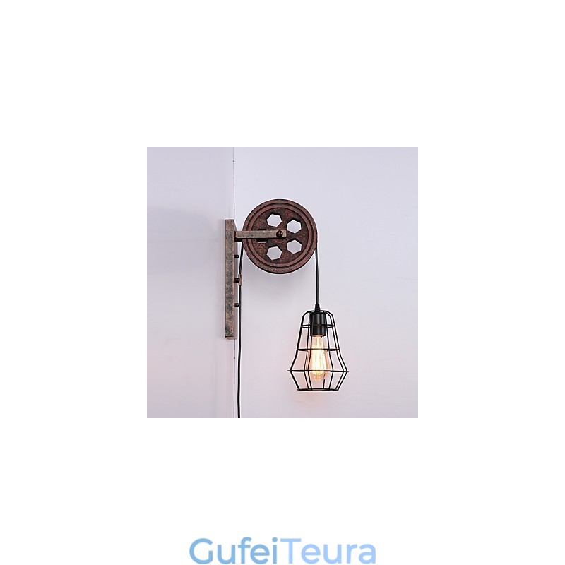 תעשייתי רטרו ברזל מנורת קיר Creative Personality Lift Pulley מנורת קיר