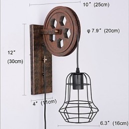 תעשייתי רטרו ברזל מנורת קיר Creative Personality Lift Pulley מנורת קיר