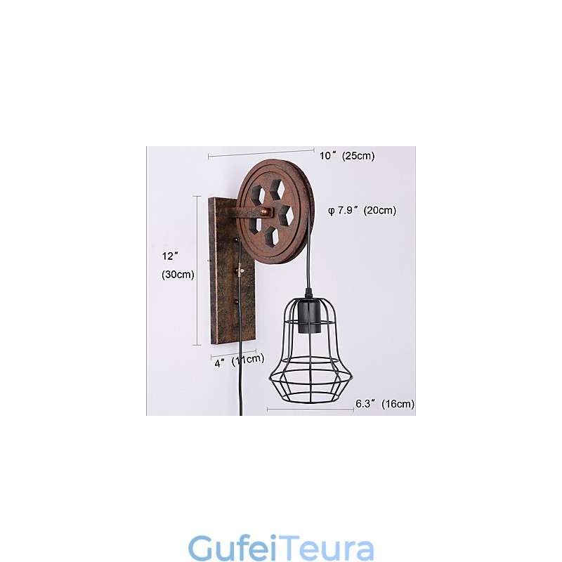 תעשייתי רטרו ברזל מנורת קיר Creative Personality Lift Pulley מנורת קיר