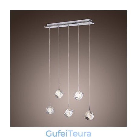 תאורת תליון כרום קריסטל עכשווית באי