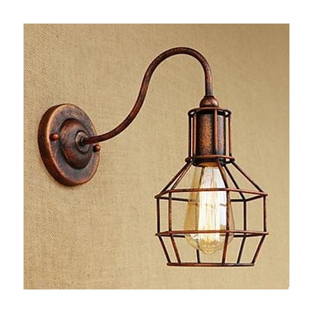 ברזל אמנות זרוע ארוכה נוסטלגי ורטרו יצירתי אופי חלודה צבע מחקר חדר ישיבה ראש מנורת הקיר האמריקאית