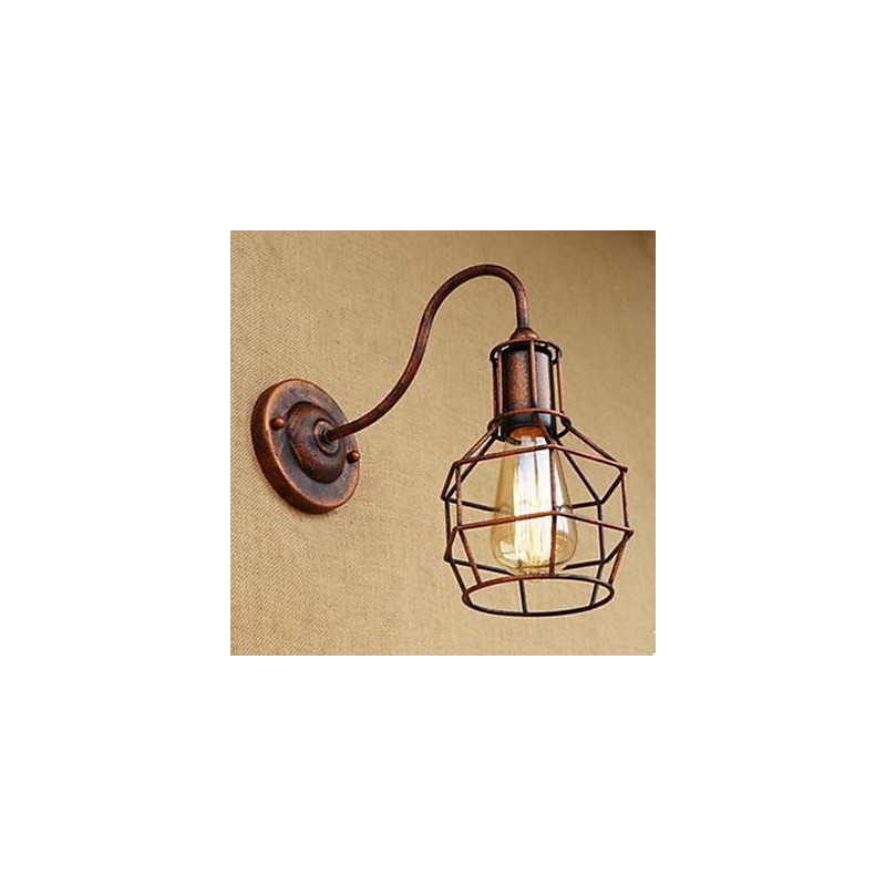 ברזל אמנות זרוע ארוכה נוסטלגי ורטרו יצירתי אופי חלודה צבע מחקר חדר ישיבה ראש מנורת הקיר האמריקאית