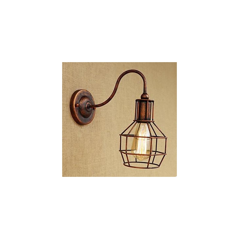 ברזל אמנות זרוע ארוכה נוסטלגי ורטרו יצירתי אופי חלודה צבע מחקר חדר ישיבה ראש מנורת הקיר האמריקאית