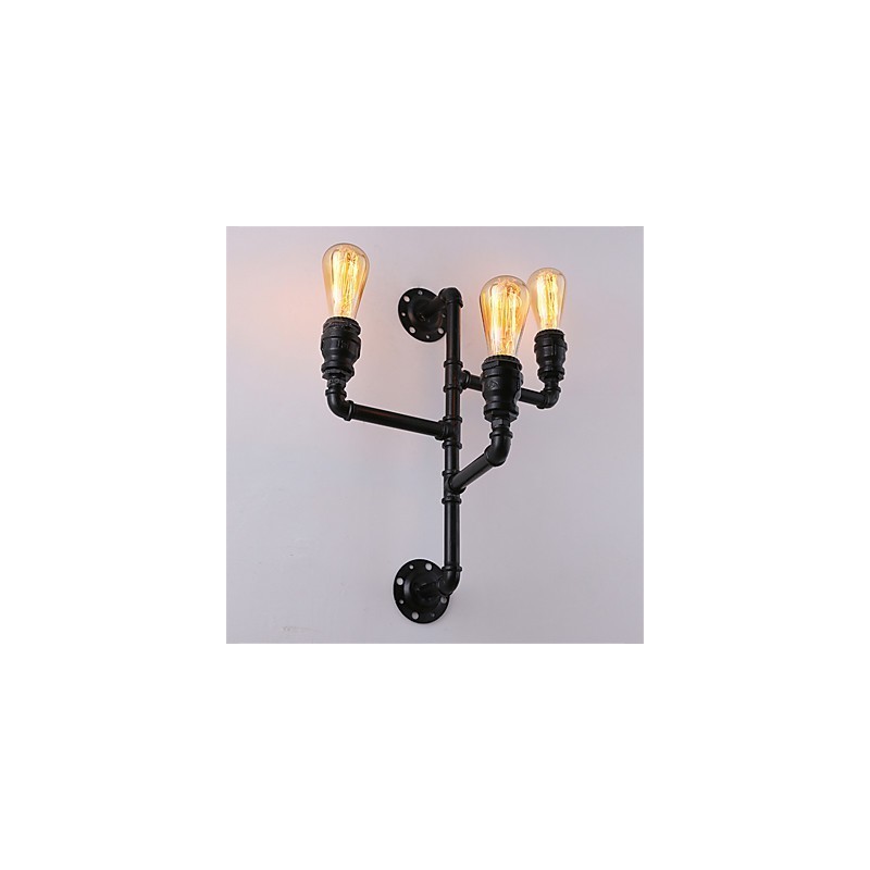 צינור תעשייתי וינטג' אורות קיר שחורים יצירתיים אורות מסעדה בית קפה בר תאורת קישוט עם גימור צבוע 3 אור