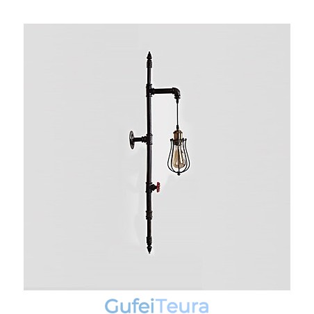 רטרו תעשייתי צינור אורות קיר פשוט לופט כלוב ציפורים שחור מתכת סלון פינת אוכל מטבח בר קפה תאורת קישוט