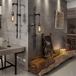 רטרו תעשייתי צינור אורות קיר פשוט לופט כלוב ציפורים שחור מתכת סלון פינת אוכל מטבח בר קפה תאורת קישוט