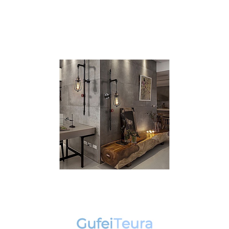 רטרו תעשייתי צינור אורות קיר פשוט לופט כלוב ציפורים שחור מתכת סלון פינת אוכל מטבח בר קפה תאורת קישוט