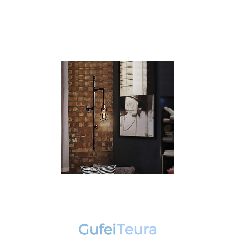 רטרו תעשייתי צינור אורות קיר פשוט לופט כלוב ציפורים שחור מתכת סלון פינת אוכל מטבח בר קפה תאורת קישוט