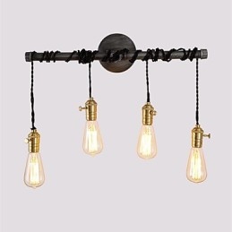 צינור תעשייתי וינטג' אורות קיר עם מתג Creative Lights תאורת קישוט מסעדה בית קפה בר עם גימור צבוע 4 בהירים