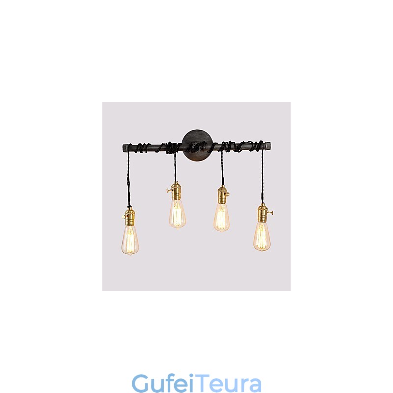 צינור תעשייתי וינטג' אורות קיר עם מתג Creative Lights תאורת קישוט מסעדה בית קפה בר עם גימור צבוע 4 בהירים