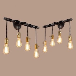 צינור תעשייתי וינטג' אורות קיר עם מתג Creative Lights תאורת קישוט מסעדה בית קפה בר עם גימור צבוע 4 בהירים