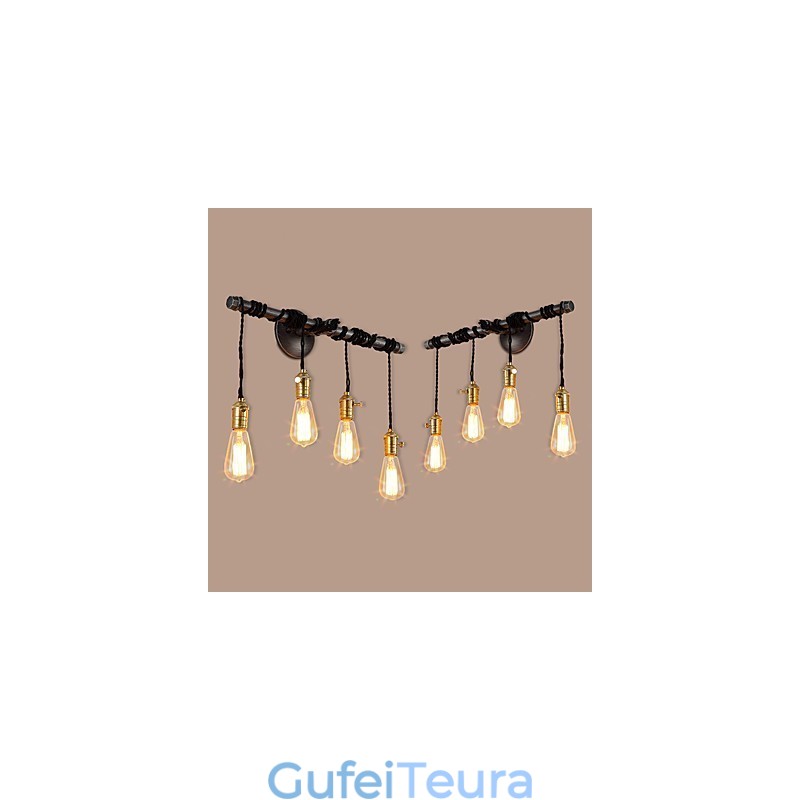 צינור תעשייתי וינטג' אורות קיר עם מתג Creative Lights תאורת קישוט מסעדה בית קפה בר עם גימור צבוע 4 בהירים