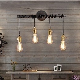 צינור תעשייתי וינטג' אורות קיר עם מתג Creative Lights תאורת קישוט מסעדה בית קפה בר עם גימור צבוע 4 בהירים