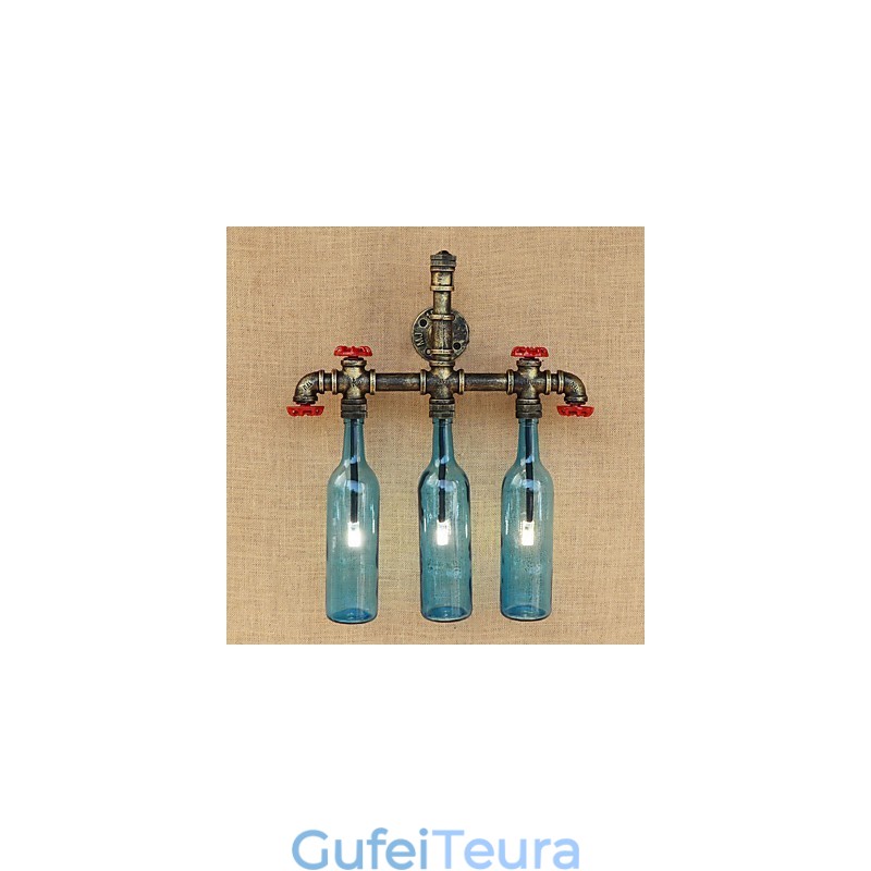 מתג רוח תעשייתי רטרו בקבוק מים קיר מנורת קיר בהיר כחול