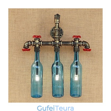 מתג רוח תעשייתי רטרו בקבוק מים קיר מנורת קיר בהיר כחול