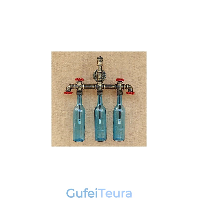 מתג רוח תעשייתי רטרו בקבוק מים קיר מנורת קיר בהיר כחול